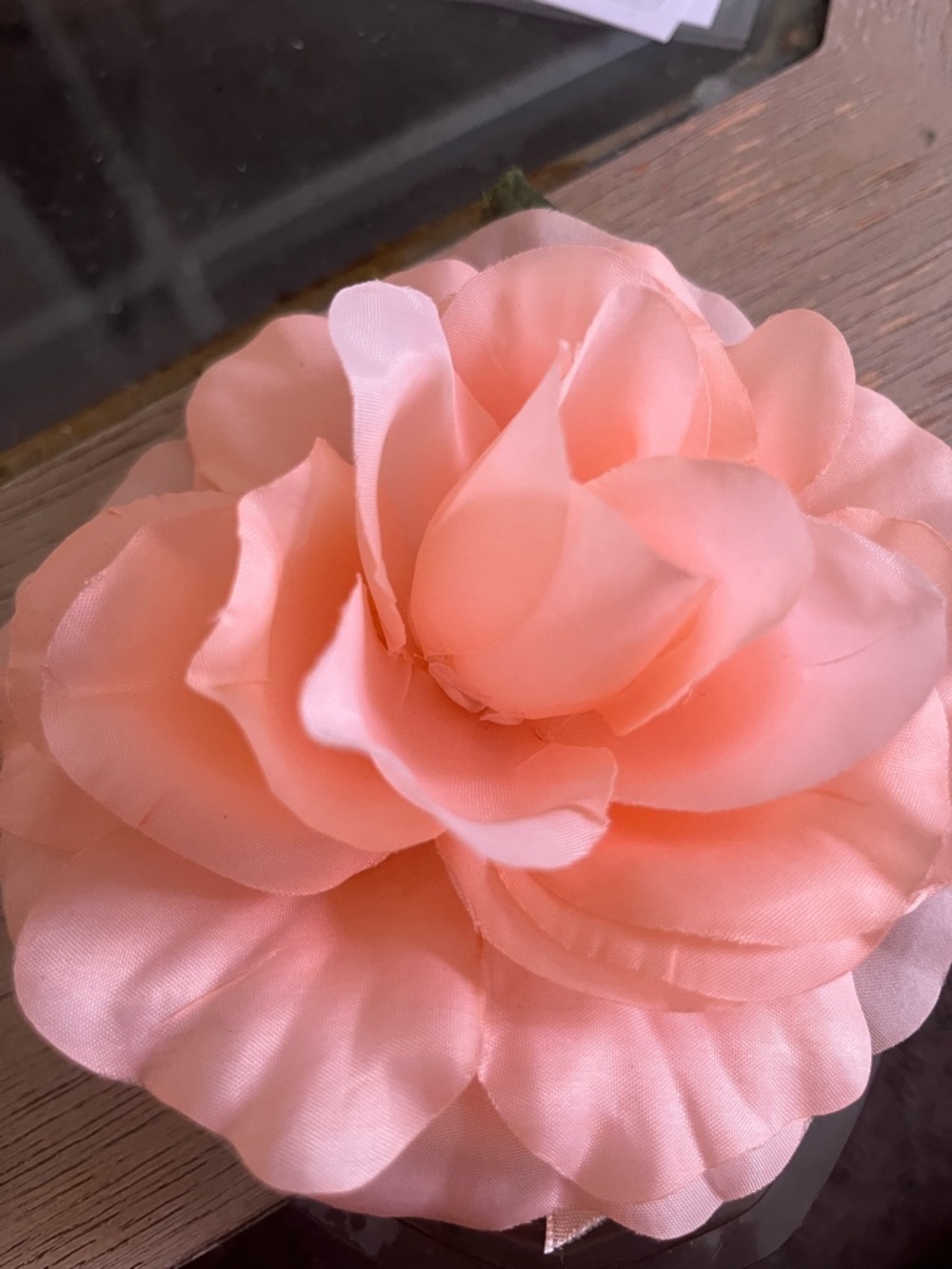 Peach Fabric Flower prom corsage